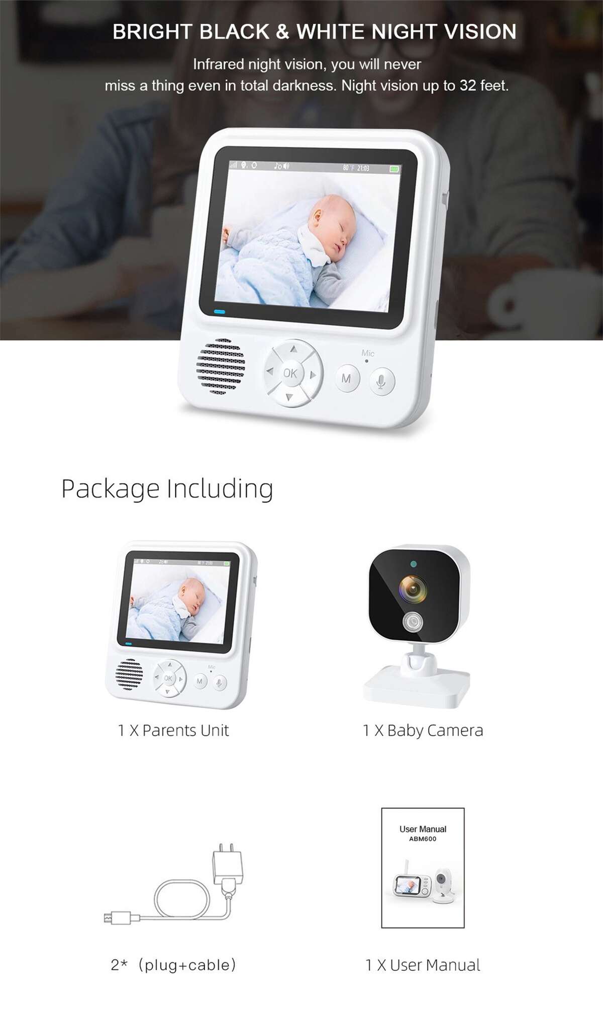 2.8 Inch Split Screen Baby Monitor DK-13